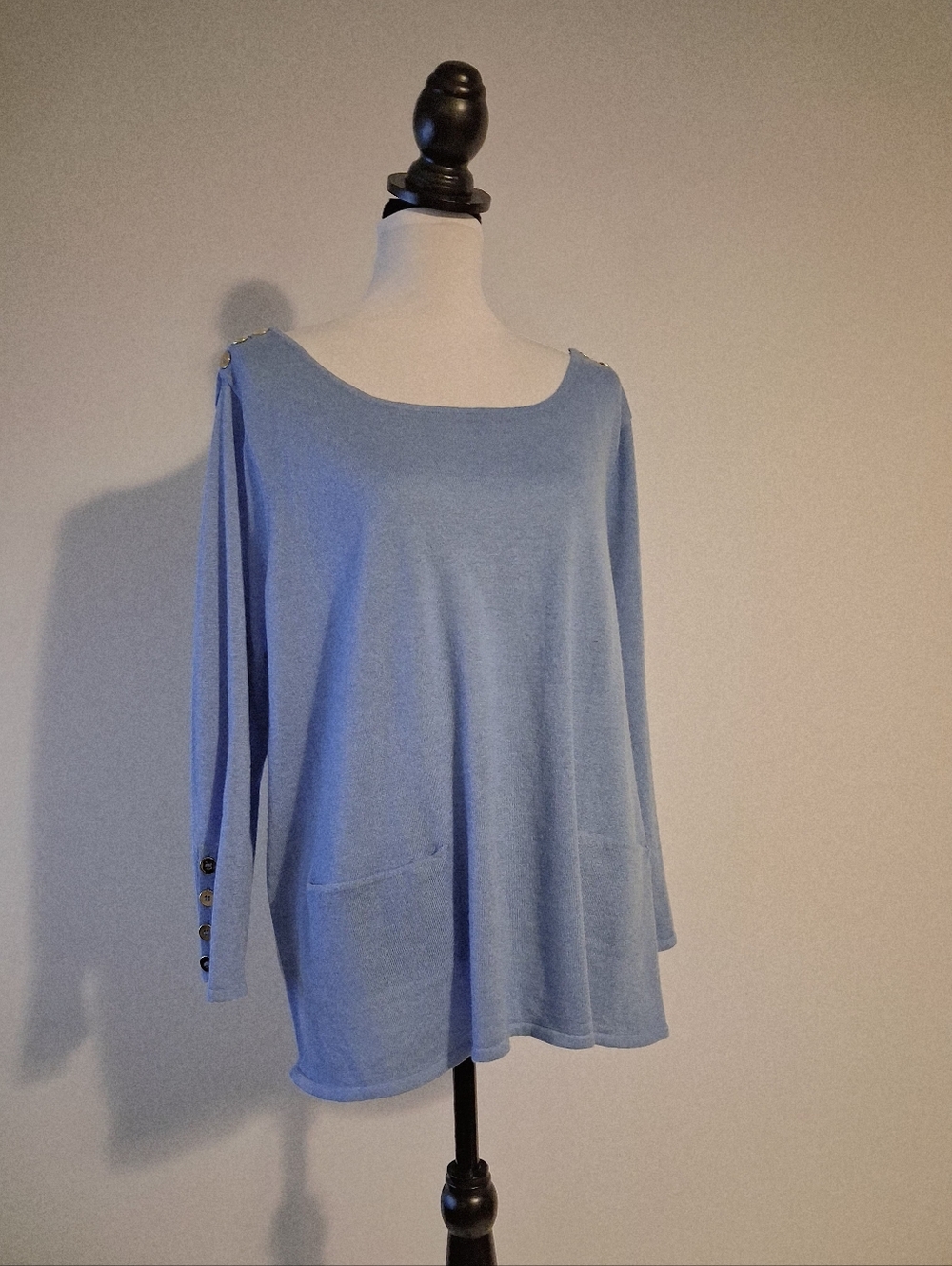 Gretchen Scott Designs Light Blue Boatneck Long-Sleeve Knit Top